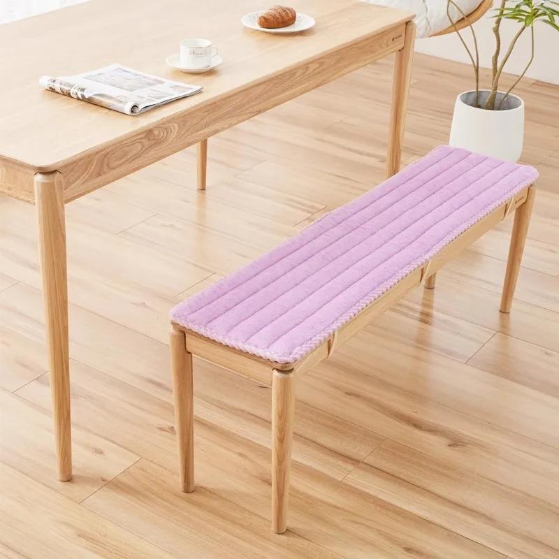 Thickened Plush Bench Cushion Mat Long Sofa Stool Seat Pat Non-Slip Autumn Winter Long Padded Bed End Cabinet Mat