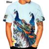 Innovative Peacock Display Short Sleeved T-shirt for Men and Women, New 3D Printed Peacock T-shirt