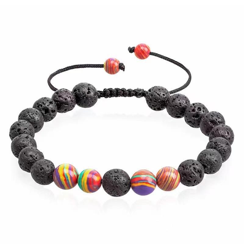 Luxury Natural Lava Stone Bead Bracelet Men Women Simple Handmade Adjustable 8mm Stone Bead Bracelet For Men Women Jewelry