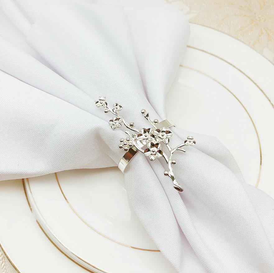 10 шт./лот, новое кольцо для салфеток в виде цветка сливы, металлическая пряжка для салфеток, подставка для колец для салфеток в ресторане, украшение для стола на свадьбу