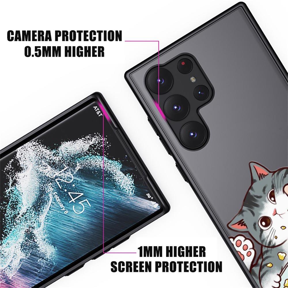 Милый Защитный Чехол с Защипом Лица и Кошкой для S24 Samsung S23 5G Чехол Galaxy S20 FE S21 S22 S24 Ultra S10 S9 Plus Чехол