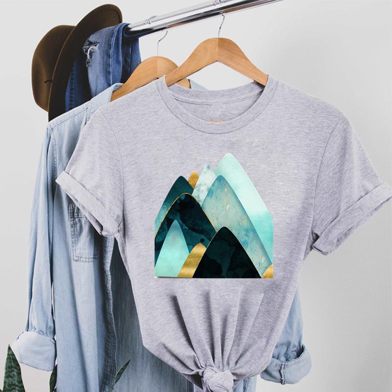 Милая футболка с акварельным геометрическим рисунком 90-х годов, модная футболка, стиль одежды, тренд, повседневная женская футболка с коротким рукавом и принтом, женская футболка с рисунком