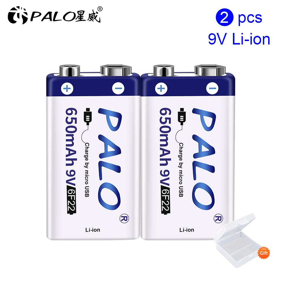 PALO 100% оригинальная 6f22 9V Usb батарея 9v перезаряжаемая батарея Li Ion 9V литий-ионные батареи для термометра микрофона батареи
