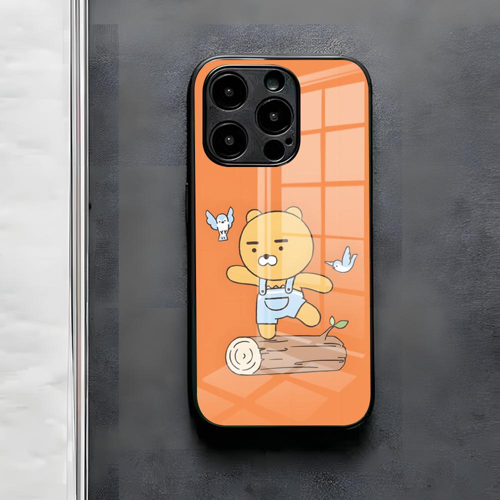 Cute Kakaos Cartoon Friends Phone Case For IPhone 17 Air 16 E Pro Max 15 14 13 Mini 12 Pro 11 Max Plus Black Glass Cover