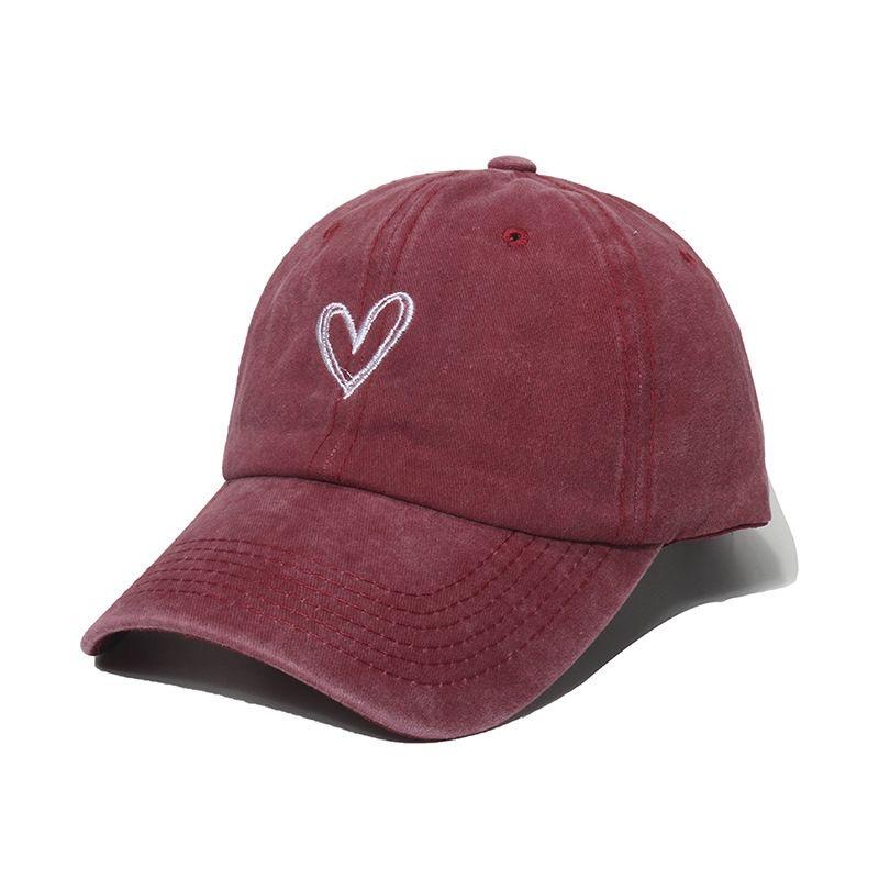 New Outdoor Fashion Sport Baseball Caps For Women Love Heart Embroidery Hat Cap Female Washed Cotton Dad Hat
