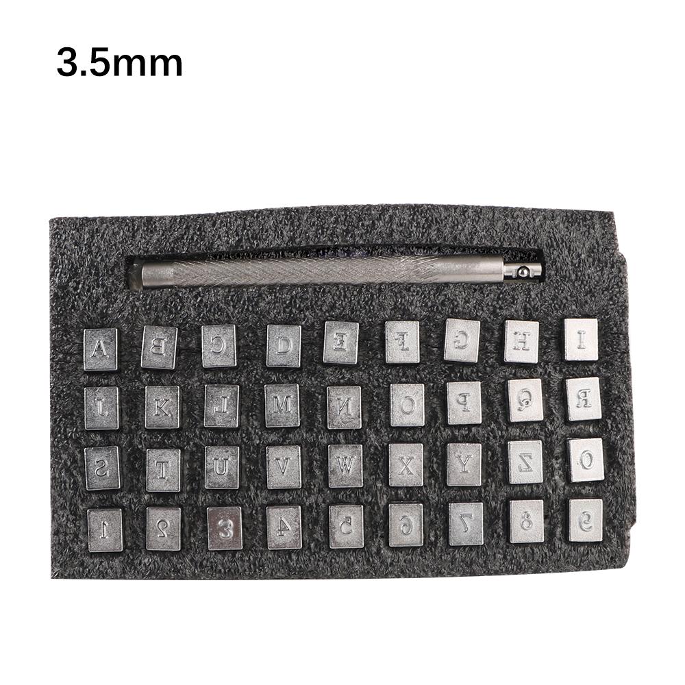 Letters Stamping Kit Leather Printing Metal Alphabet Number Leather Stamp Punch Tools Leather Embossed Tools 37Pcs Diy Leather Carving 3.5mm/6.5mm