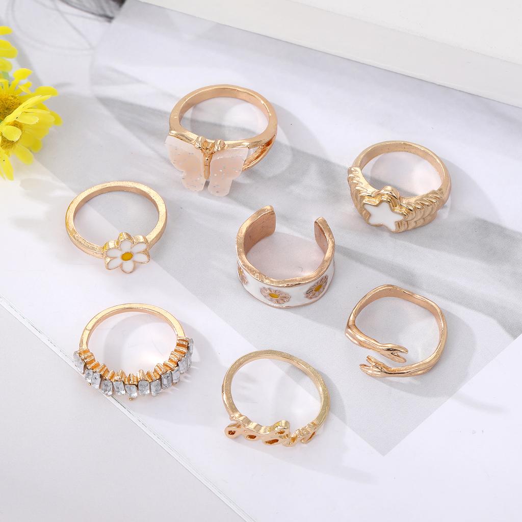 Diamond Opening Adjustment  Ring Set Butterfly Hug Opening Ring Elegant Party Charm Jewelry