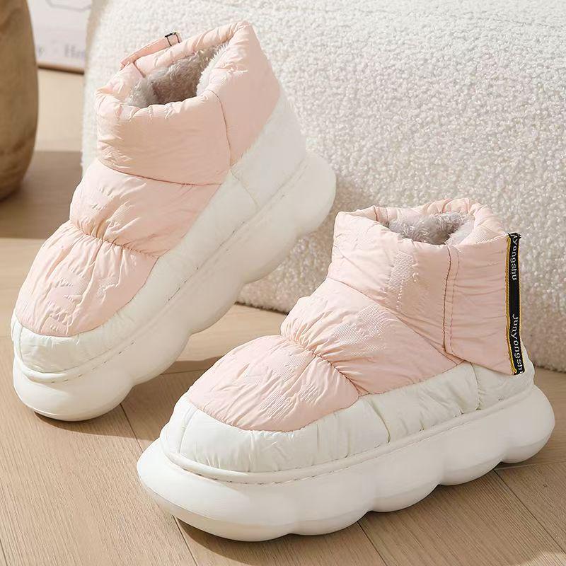 Женские зимние высокие теплые сноубутсы на толстой подошве для помещений/улицы