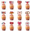 12pcs Red Heart I Love you XOXO Cake Toppers Valentines Day Cupcake Picks Wedding Engagement Birthday Party Cake Decoration