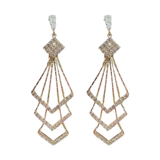 Женские серьги-капли, трехслойные блестящие стразы в форме ромба, висячие серьги, аксессуар
