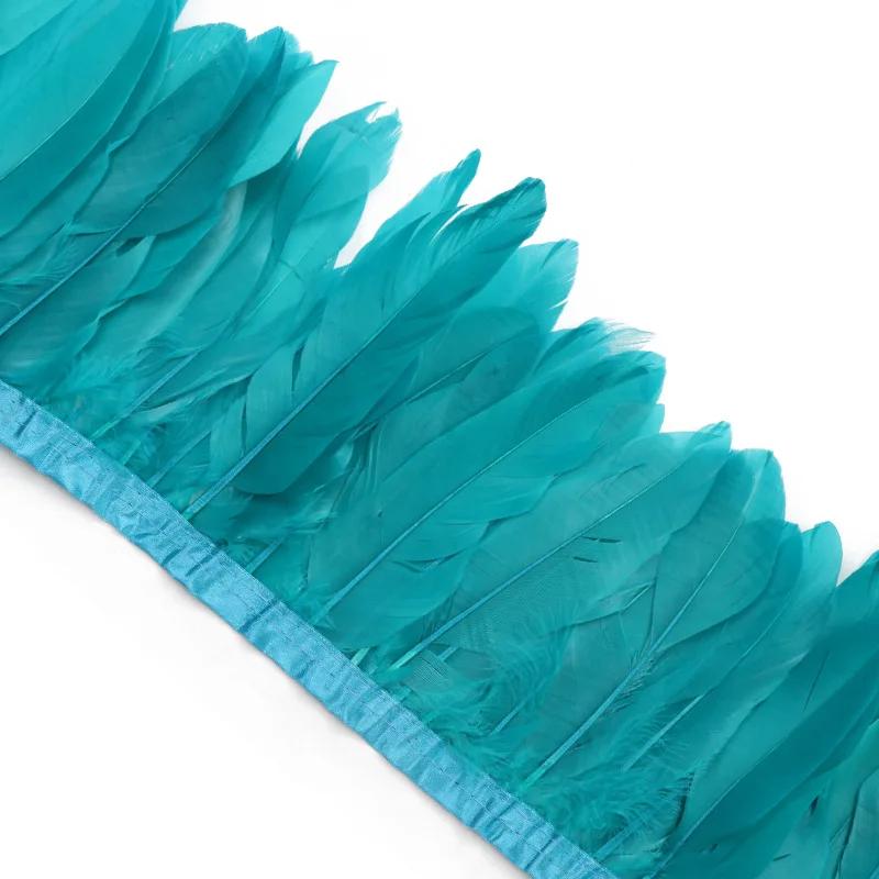 2M/Lot Real Geese Feather Fringe Ribbons Goose Feathers Trim Dyed for Dress Skirt Cloth Belt Decorative Clothing