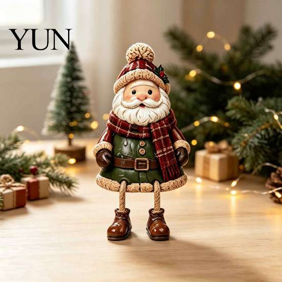 Seasonal Home Decor for Christmas Shelf Sitter Figurines, Retro Farm Animal Hanging Leg Decor, Indoor Winter Holiday Decorations Ornaments Mantel