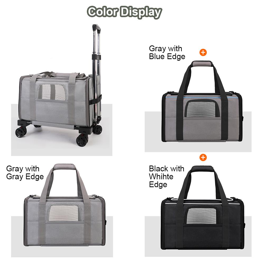 Pet Trolley Bag Detachable Rolling Carrier for Small Dogs Cats Portable Pet Travel Carrier with