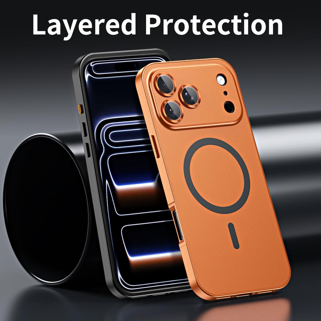 Металлический Магнитный Матовый Чехол Для iPhon 12 13 14 15 16 17 Pro Max 14Plus Чехол Для Magsafe Защитная Пленка для Объектива Алюминиевая Рамка Беспроводная Зарядка