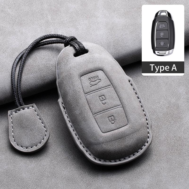 Leather Car Key Case Cover Shell For Hyundai Grand Santa Fe 3 DM I30 IX35 Ix45 Encino KONA Solaris Azera Grandeur Creta 2 Kona