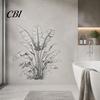 Botanical Window Clings Tropical Green Plant Wall Stickers, PVC Waterproof Decals, Nordic Style Creative Art for Bedroom Decors, Peel And Stick Murals