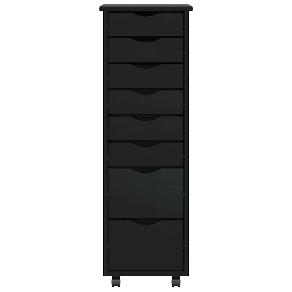 MOSS Mobile Drawer Cabinet in Black Solid Pine Wood