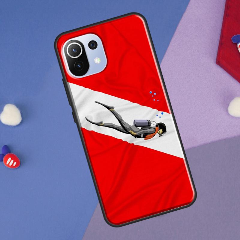 Diver Down Scuba Flag Cover For Xiaomi 14T Pro 11T 12T 13T 13 14 Ultra POCO X7 Pro X3 X5 F3 F5 F6 M6 X6 Pro Case