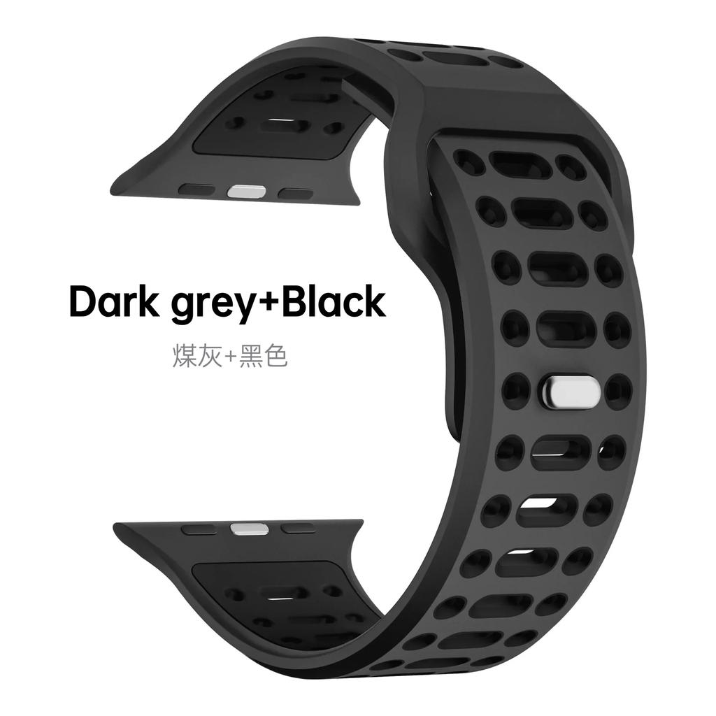 Silicone Band for Apple Watch Ultra 2 49mm 46mm 45mm 44mm 42mm Two-Color Bracelet Correa Iwatch Series 10 9 8 7 6 5 3 SE Strap