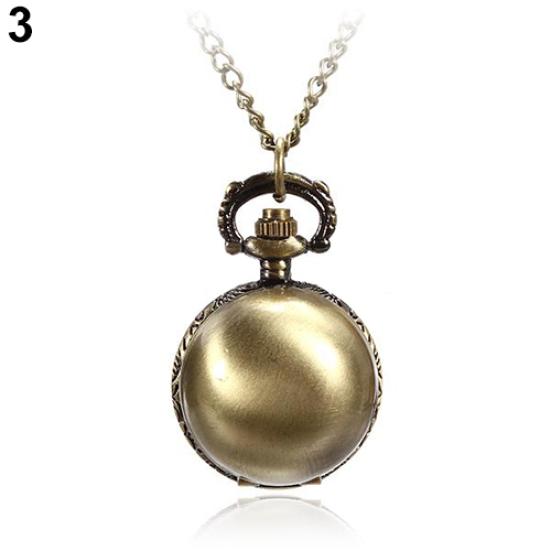 Retro Ball Metal Steampunk Quartz Necklace Pendant Chain Small Pocket Watch