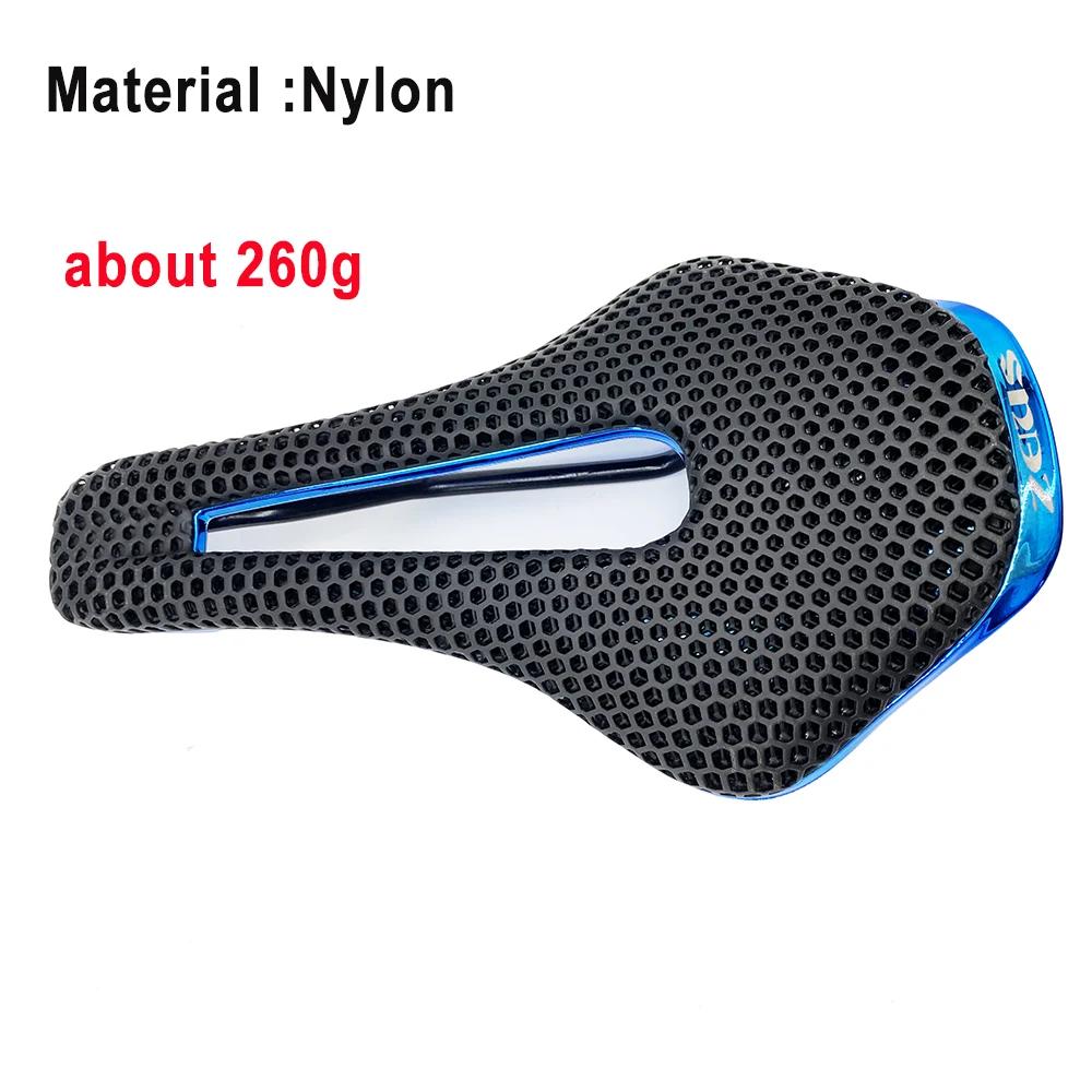 Седло для велосипеда, сверхлегкая подушка из углеродного волокна/нейлона с 3D принтом, удобное дышащее полое дорожное сиденье для горного велосипеда MTB