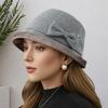 Клетчатая шляпа-ведро с бантом, женская осенне-зимняя элегантная модная шляпа-панама