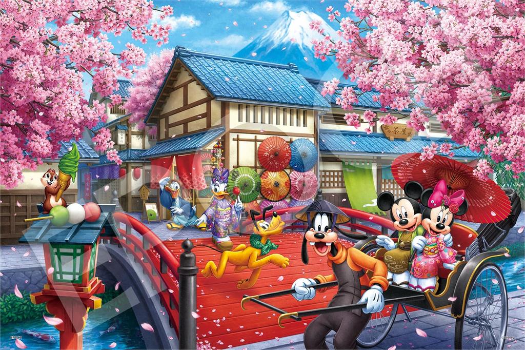 EPOCH 1000 Piece Jigsaw Puzzle Disney Puzzle Decoration Collage Micky Friends X 75 with Spatula and Decoration Stickers & -SAKURA Journey- (50 Cm)