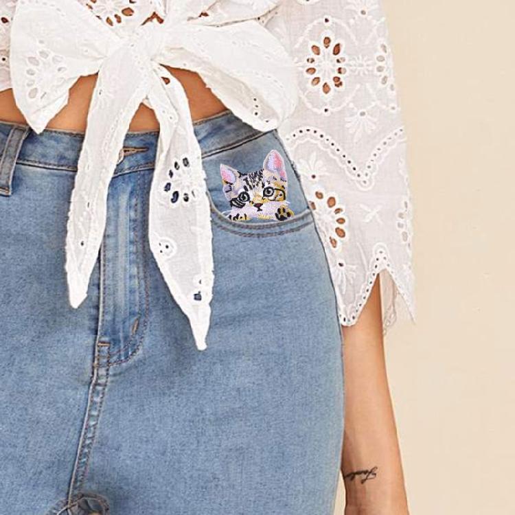 Модные Нашивки с Рисунком Кошек Личность Одежды Термотрансферные Аппликации для Творческих Поделок