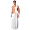 Mens Ancient Greek Cosplay Costume Long Skirt Wristbands One Shoulder Strap Roman Toga Halloween Warrior Gown