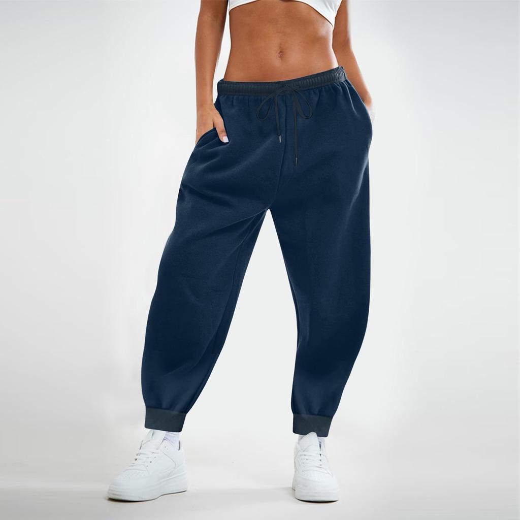 Womens Fashion Loose Solid Sweatpants Drawstring Casual Trousers With Pockets