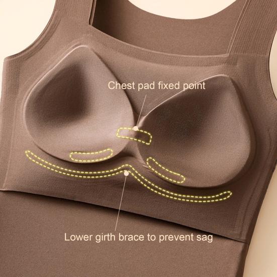 Thermal Tank Top for Women Fleece Lined Sleeveless Underwear Top with Built In Bra High Stretch Camisole Undershirt Soft Warm Base Layer