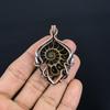 Ammonite Fossil 999 Copper Wire Wrapped Pendant, Handmade Gemstone Jewelry Pendant For Memorial Day