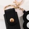 Lipstick Clip Keychain Pendant with Mirror Imitation Leather Lip Gloss Holder Heart-Shaped Pendant Alloy Key Ring