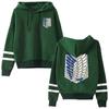 Attack On Titan Long Sleeved Striped Hooded Sweatshirt Pullover Tops Harajuku