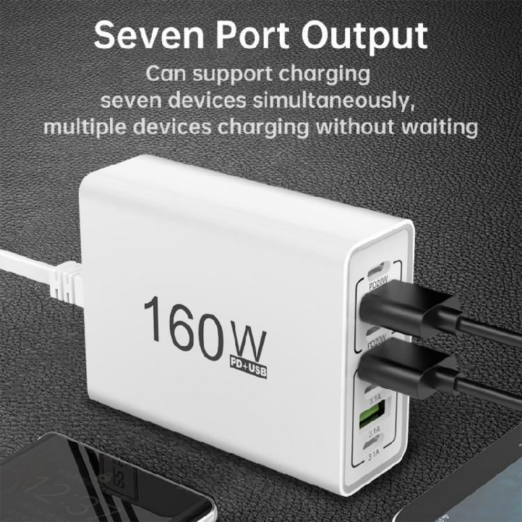 160 Вт 6 в 1 Type C USB Адаптер Зарядки 160 Вт Многопортовый Быстрой Зарядки Адаптер Зарядки Телефона Для Смартфонов Планшета