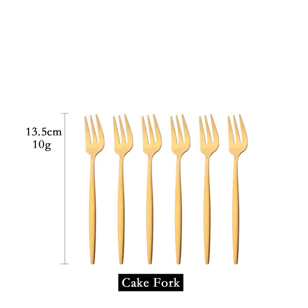 6pcs Gold Matte Cutlery Set Stainless Steel Dinnerware Flatware Kitchen Butter Knife Dessert Fork Spoon Set Silverware Tableware Set