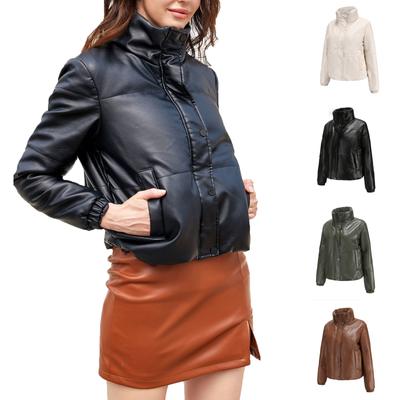 Женское короткое хлопковое пальто с длинным рукавом и высоким воротником, теплое пальто, свободное повседневное хлопковое пальто