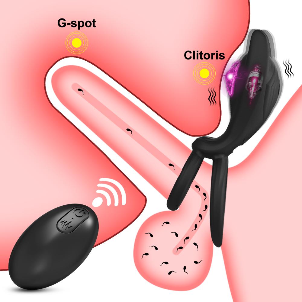 Вибрирующее кольцо для пениса с дистанционным управлением для мужчин, пар, двойное кольцо для пениса, кольцо для задержки эякуляции, стимулятор клитора, секс-игрушки