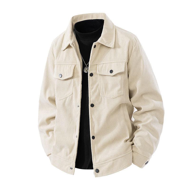 Foreign Trade Cross-border Vintage Corduroy Men's Jacket Tooling Jacket Business Casual Lamb Fleece Jacket Youth Jacket
