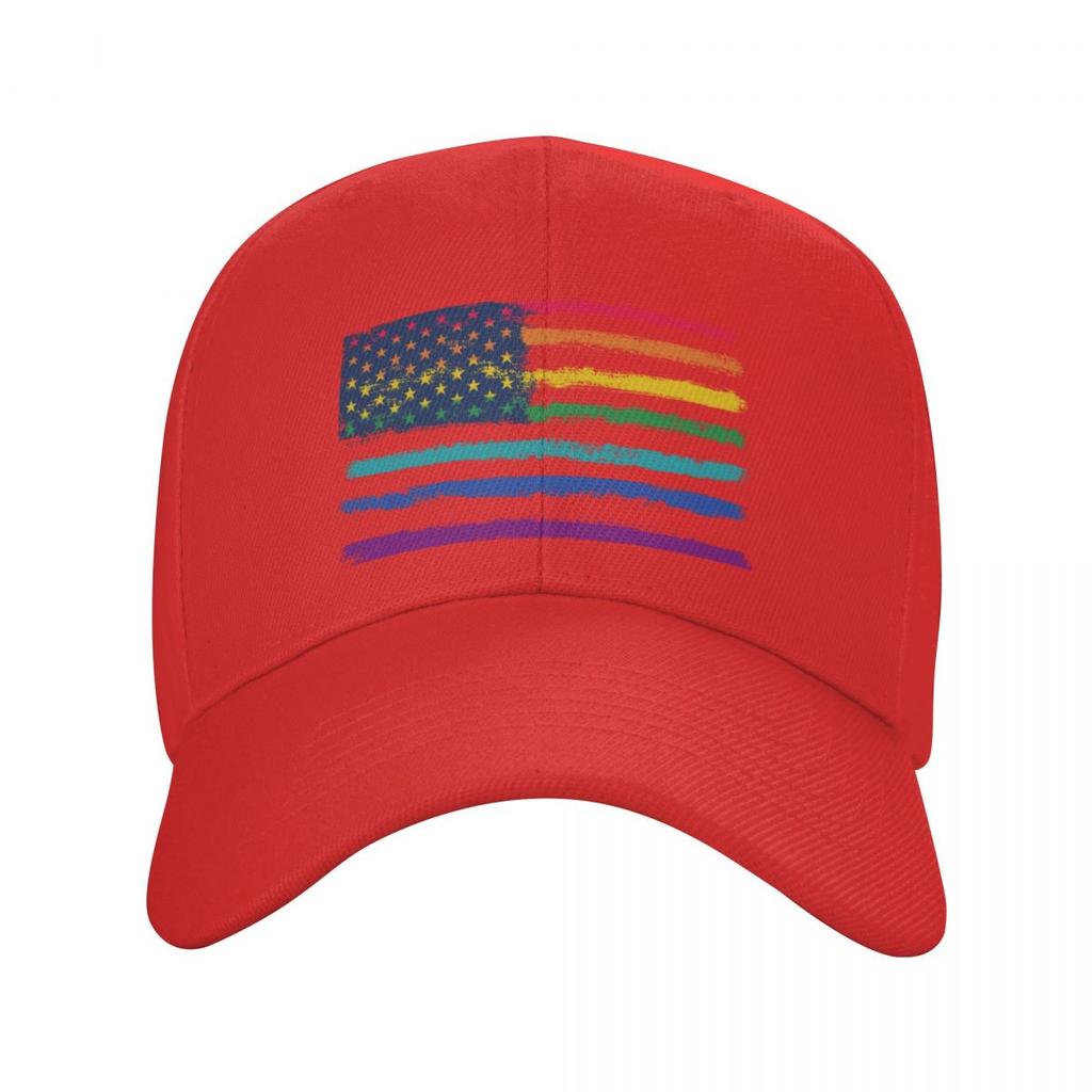 LGBT Gay Pride Rainbow American Flag Baseball Cap Sun Protection Unisex Women's Adjustable Dad Hat Spring Snapback Caps
