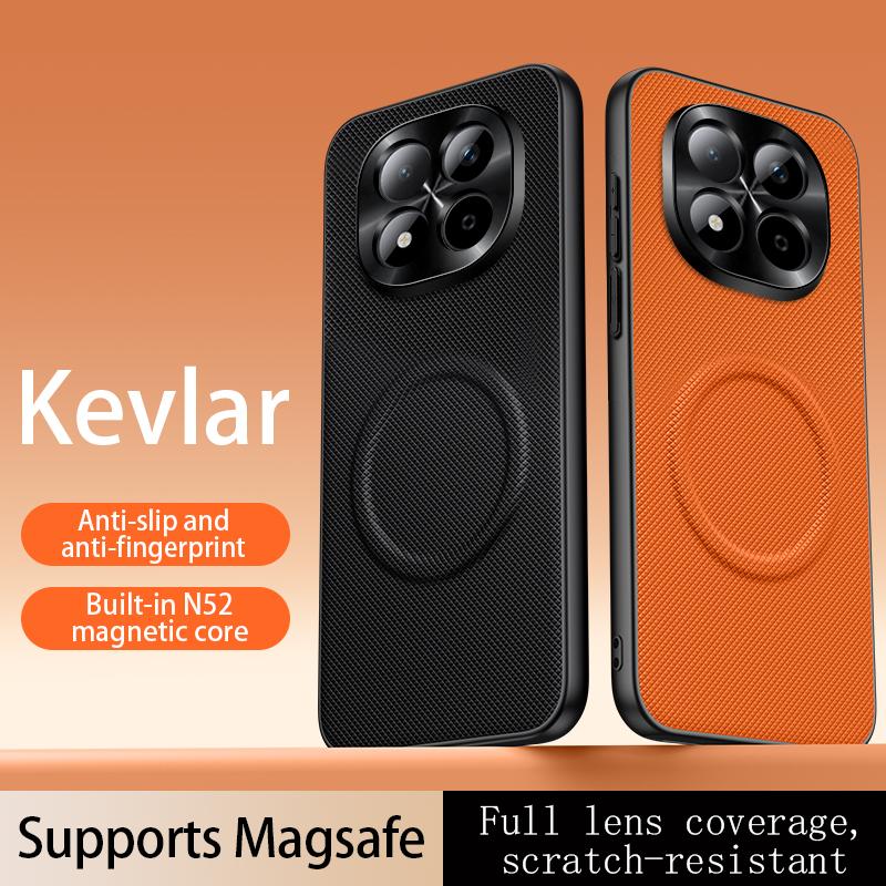 Case For Xiaomi Redmi Note 15 Pro 5G For MagSafe Magnetic Matte Fine Grained Leather Shell Metal Lens Frame Cover Bumper