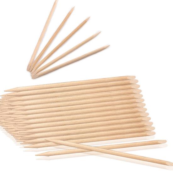 100 Pcs Nail Art Cuticle Pusher Remover Orange Wood Stick Pedicure Manicure Tool