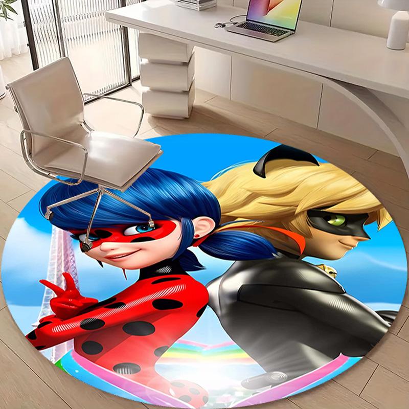 1 шт. Круглый ковер с принтом в виде божьей коровки для спальни, гостиной, домашнего декора, коврики, нескользящий коврик, ковер для прикроватной тумбочки