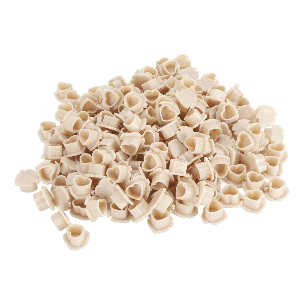 200 шт., чашки с чернилами для татуировки, в форме сердца, утолщенные, из пшеничной соломы, для наращивания ресниц, клейкая чашка с основанием