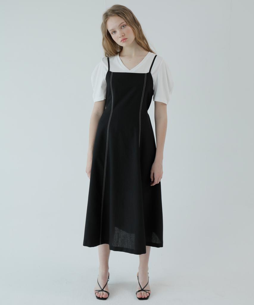 Paul And Alice Stitch Camisole Dress / Black