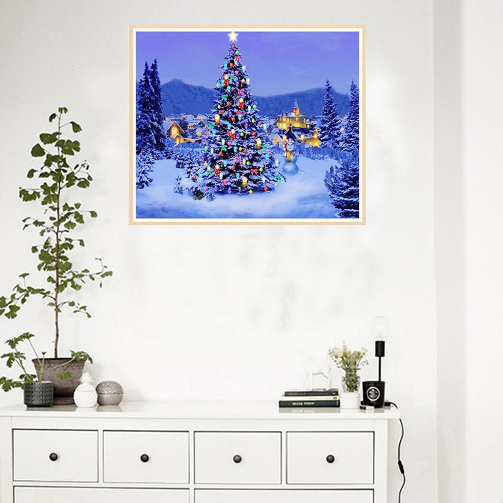 Рождество 5D Diy Алмазная картина Рождественская елка Пейзаж Набор для вышивки крестом Стразы Алмазная вышивка Домашнее украшение Мозаика