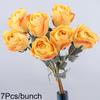 7pcs Burnt Edge Lifelike Rose Flower Branch 64cm Artificial Flowers Elegant Wedding Bouquets Dried Rose Desktop Ornament
