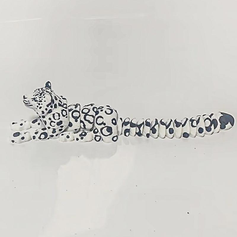 3D-печатная модель снежного барса, имитация, многосуставная, подвижная фигурка животных, миниатюры, декор для дома