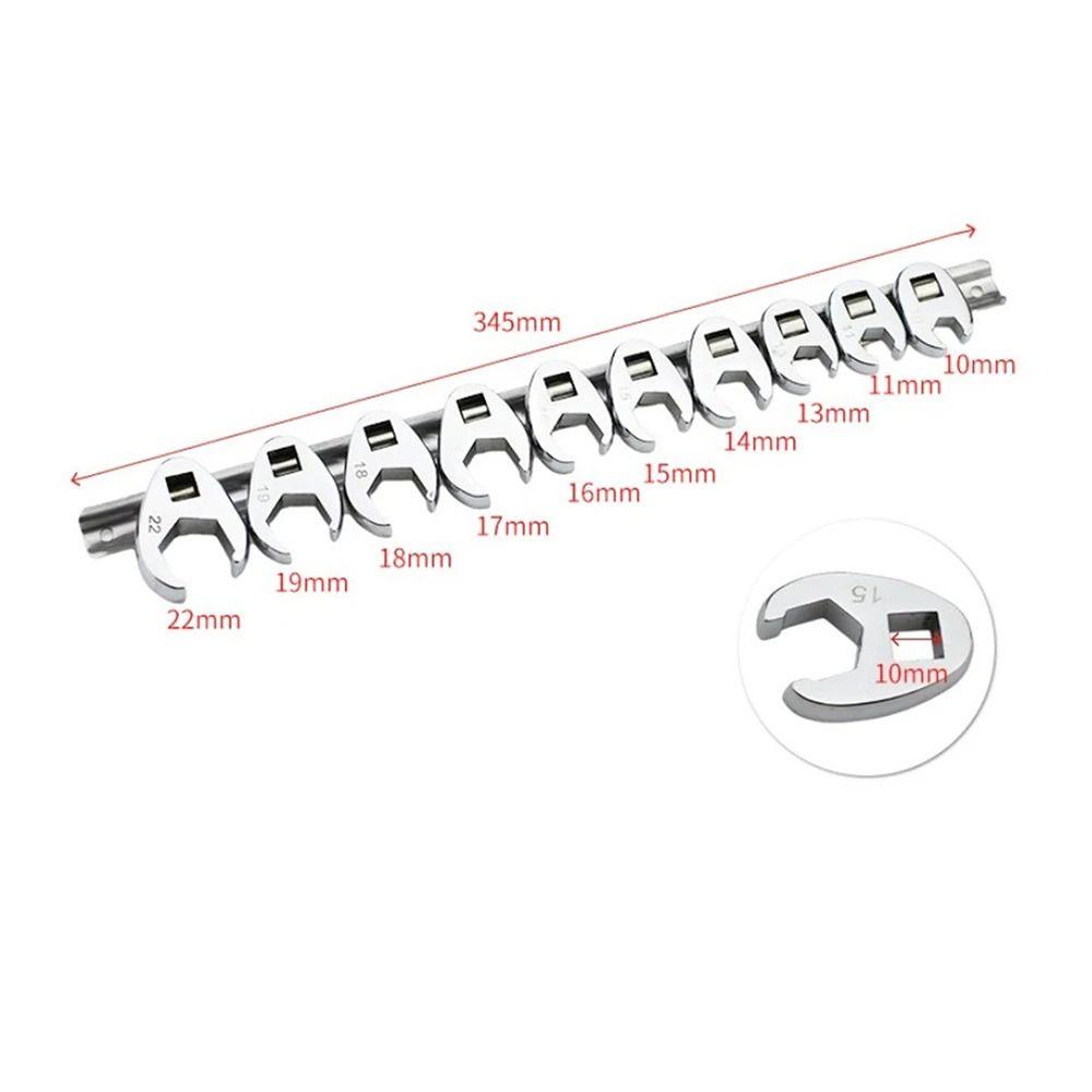 10Pcs/Set 10-22mm Crowfoot Wrenches 3/8Inch Drive Horn Wrench Head  For Torque Wrench Keys Set