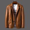 Spring and Autumn New Coat, Men's Thermal Leather Jacket Casual Pu Leather Jacket Leather Suit